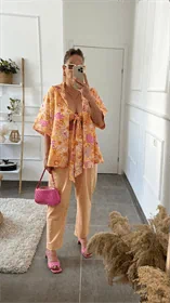 מכנסיים מחויטים צבע אפרסק