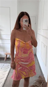 שמלה הדפס צהוב ורוד