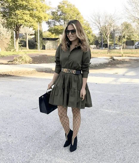 שמלת קומות ירוק זית