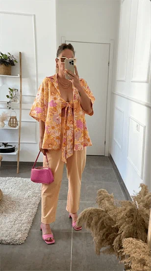 מכנסיים מחויטים צבע אפרסק