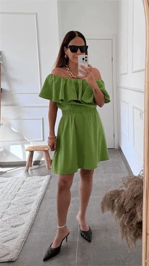 שמלה ירוקה אוף שולדרס