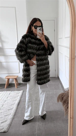 מעיל דמוי פרווה ארוך